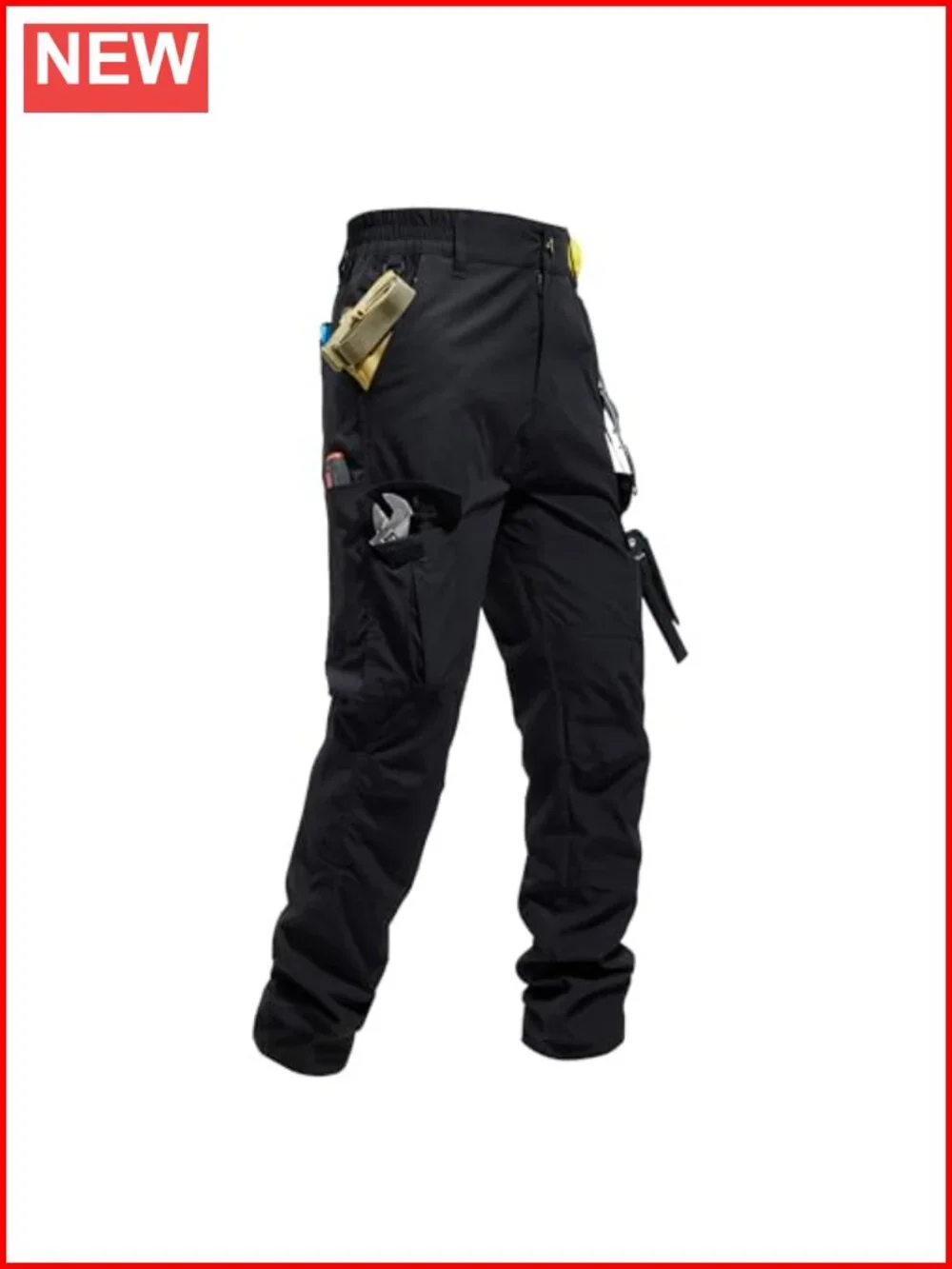 Men's Lightweight Ripstop Cargo Work Pants Elastic Waist Hiking Trousers 7